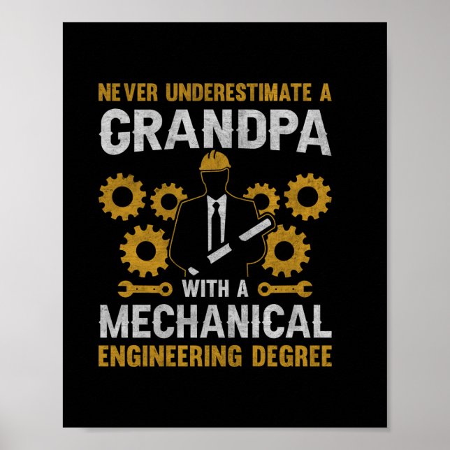 Póster Abuelo Con Ingeniería Mecánica (Frente)