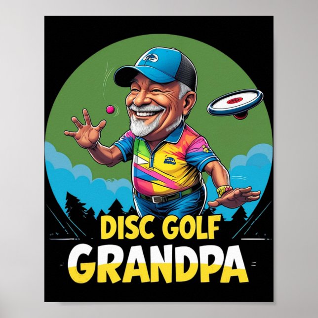 Póster Abuelo de Disc Golf – Tira gorra verde Dge Retro  (Frente)