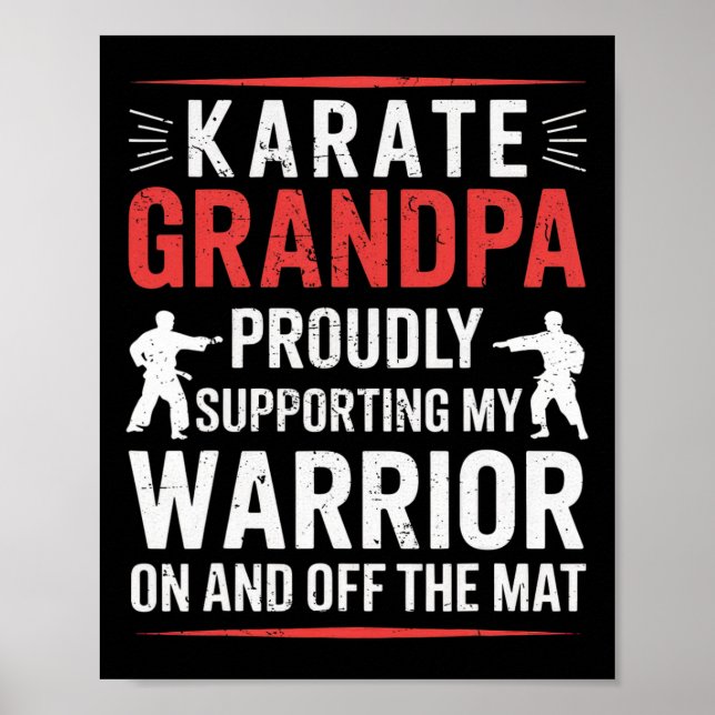 Póster Abuelo de Karate apoyando a mi guerrero Karate Gra (Frente)