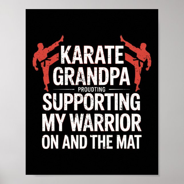 Póster Abuelo de Karate apoyando a mi guerrero Karate Gra (Frente)
