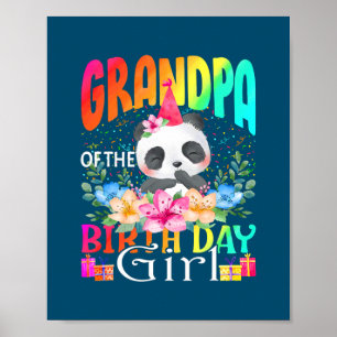 Póster Abuelo De La Chica De Cumpleaños Panda Unicorn