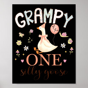Póster Abuelo de La Primera Cumpleañera Silly Goose