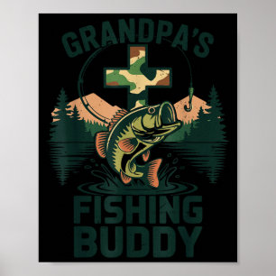 Póster Abuelo de párvulo compañero de pesca camuflaje lub