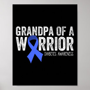 Póster Abuelo de una Cinta Azul diabética T1D guerrera