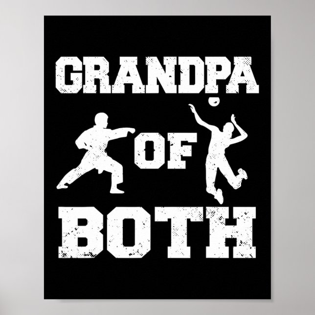 Póster Abuelo De Voleibol Gracioso Y Abuelo De Karate (Frente)