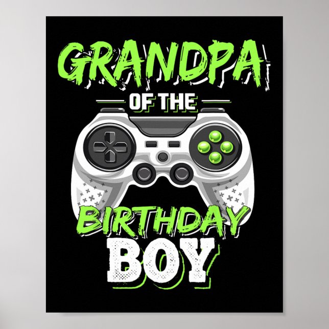 Póster Abuelo Del Bi De Videojuego De Cumpleaños (Frente)