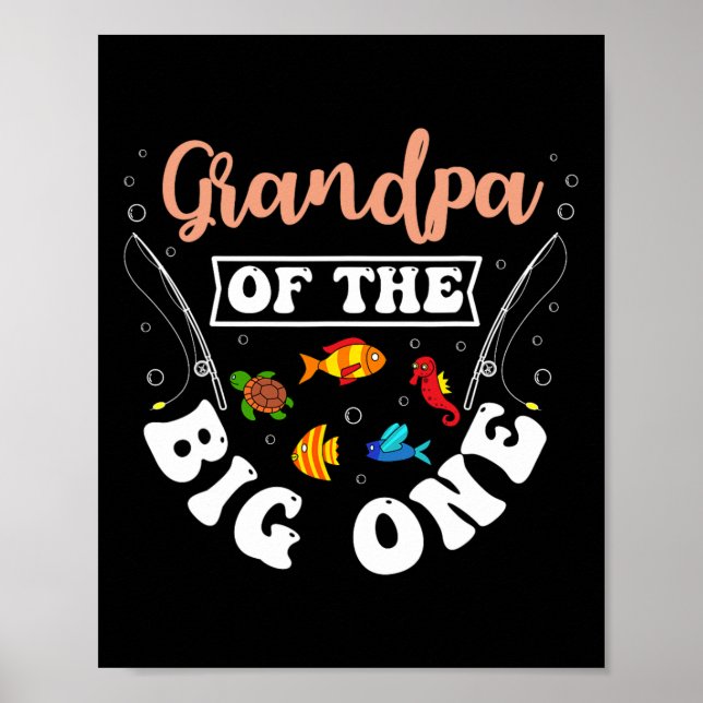 Póster Abuelo Del Cumpleaños De Pesca Del Grande (Frente)