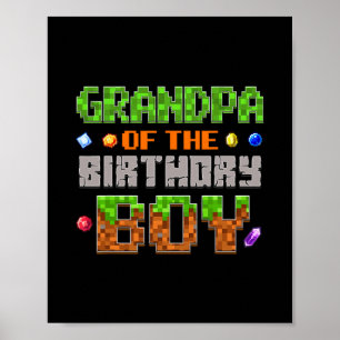 Póster Abuelo Del Cumpleaños Niño Fiesta Videojugador Pix