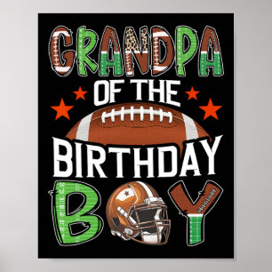 Póster Abuelo Del Niño Cumpleañero Fútbol De Día De Juego