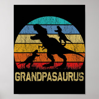 Póster Abuelo Dinosaurio T Rex Abuelo 2 niños