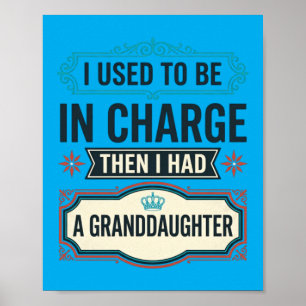Póster Abuelo Divertido Y Nieta Orgulloso Abuelo