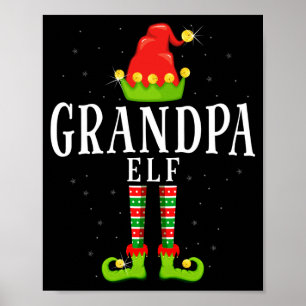 Póster Abuelo elfo pijama navideño a juego