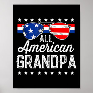 Póster Abuelo Estadounidense 4 De Julio Usa Sungles Mens