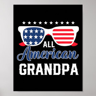 Póster Abuelo Estadounidense 4 De Julio Usa Sungles Mens