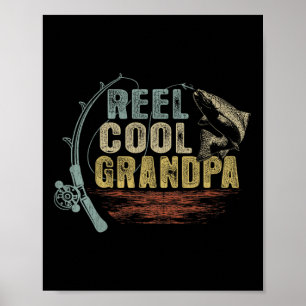 Póster Abuelo genial carrete vintage divertido de pesca 