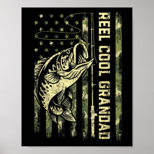 Póster Abuelo Genial Pescador Camuflaje Día del Padre