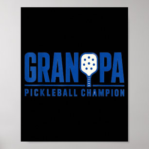 Póster Abuelo jugador de paleta de Pickleball estilo depo