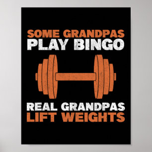 Póster Abuelo Levanta Pesas Gimnasio Entrenamiento Muscul