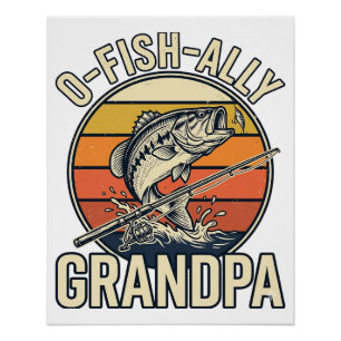 Póster Abuelo O-Fish-Allymente Diseño de Camiseta Vintage