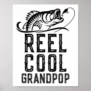 Póster Abuelo Pescador Divertido Retro Genial