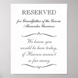 Póster Abuelo reservado del Boda en memoria de Groom