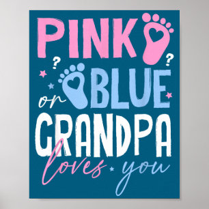 Póster Abuelo rosa o azul ama la revelación de género nue