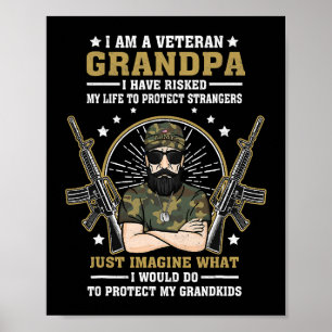 Póster Abuelo Veterano De Los Hombres Ha Arriesgado La Vi