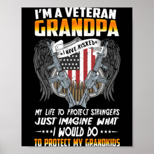 Póster Abuelo Veterano Hombre Orgulloso Padre Veterano Es