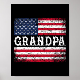 Póster Abuelo Vintage Bandera De Estados Unidos Patriótic