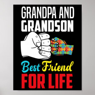 Póster Abuelo y nieto mejor amigo para toda la vida Autis