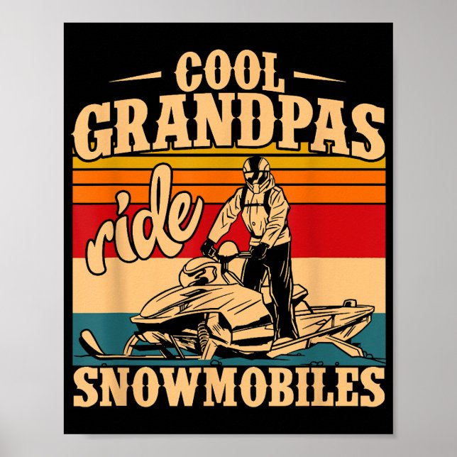 Póster Abuelos de Guay montan motos de nieve moto de niev (Frente)