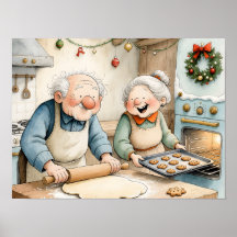 Abuelos Horneando Galletas de Navidad 
