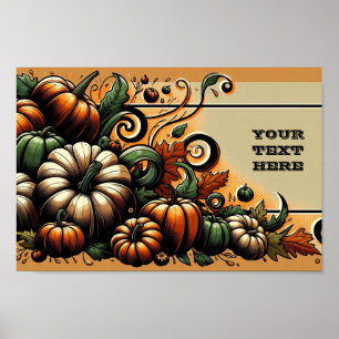 Póster Abundancia de otoño - Parche de calabaza de Person