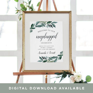 Póster Abundant Foliage Boda desenchufado Rótulo de cerem