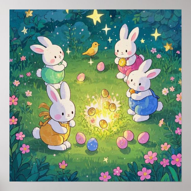 Póster Abundantes personalizados de Pascua escondiendo hu (Frente)