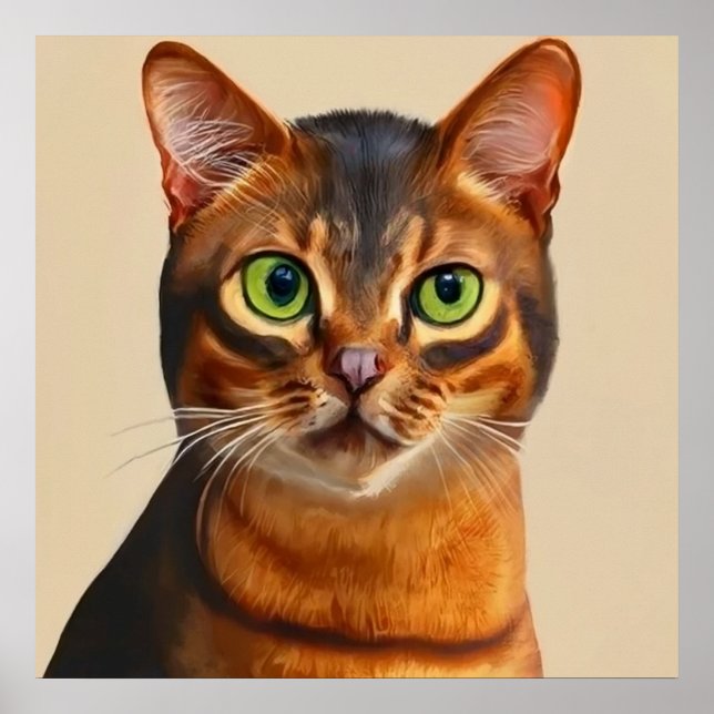 Póster Abysiniano - Retrato de gato (Frente)