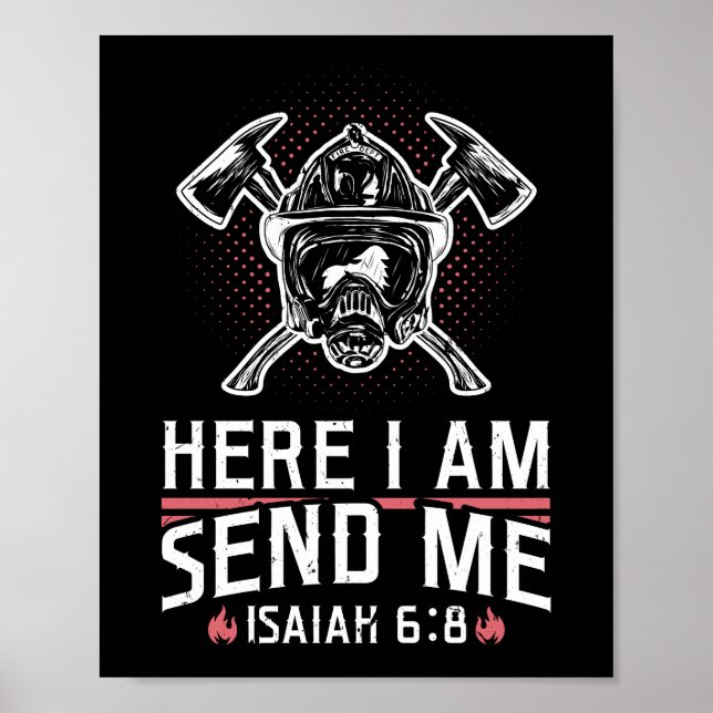 Póster Acá Estoy Enviándome A Isaiah 6:8 Bombero Delgado  (Frente)