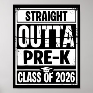 Póster Acaba de salir de la clase de graduación de prekín