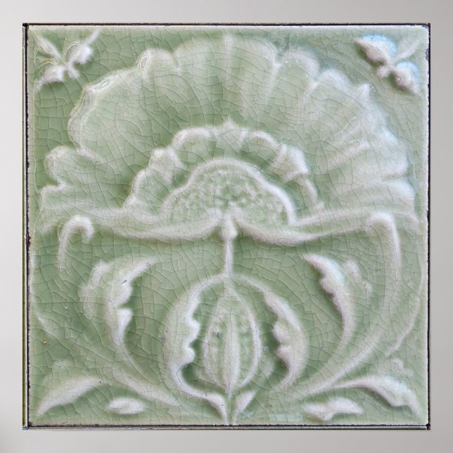 Póster Acabado de crujido de azulejos de flores Art Nouve (Frente)