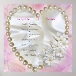 Póster Acabado de mármol rosa y blanco con oro escobillad