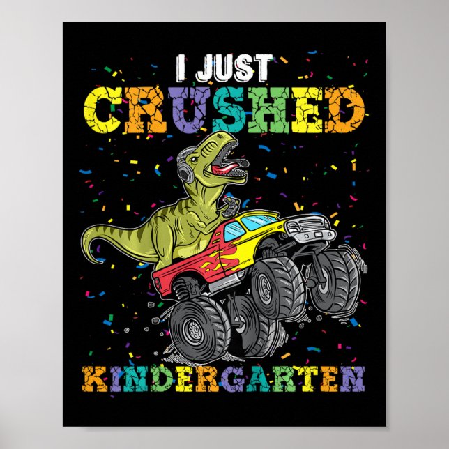 Póster Acabo De Aplastar Al Monstruo De Dinosaurios Trex  (Frente)