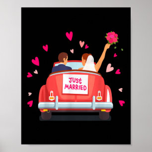 Póster Acabo de casar a _ Boda _ Novia y campeón; Groom _