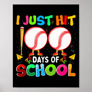 Póster Acabo De Ganar 100 Días De Béisbol Escolar Niño De