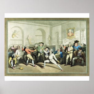 Póster Academia de esgrima del Sr. H Angelo, grabada por