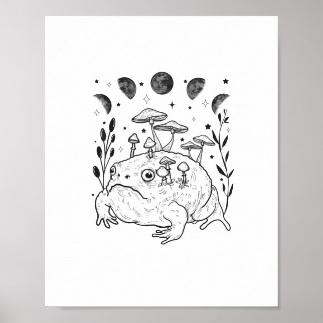 Póster Academia Moon Witchy Goblincore Aesthetic Frog (Frente)