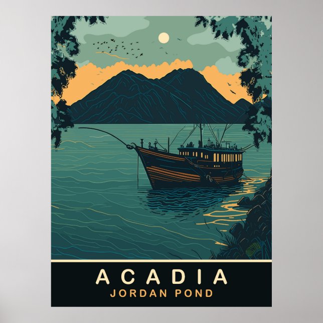 Póster Acadia, estanque de Jordan, Viajes (Frente)