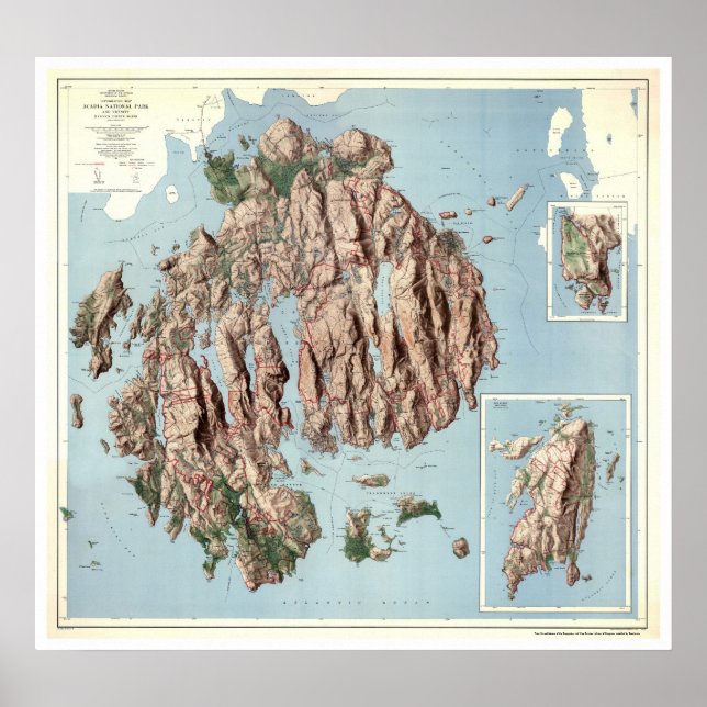 Póster Acadia National Park Map 1960 (Frente)