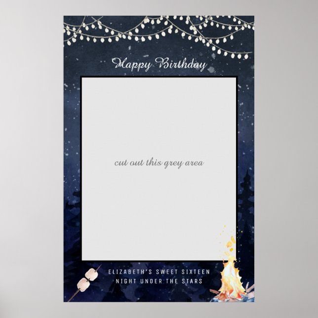 Póster Acampada de fuego | Rótulo de foto de cumpleaños (Frente)