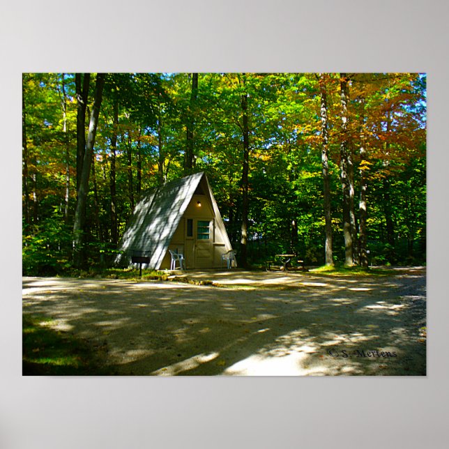 Póster Acampada en una cabaña con estructura en A (Frente)
