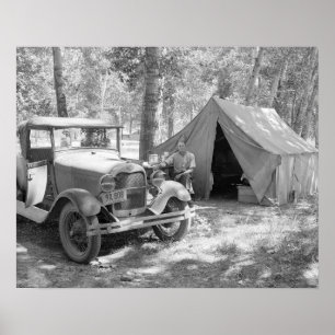 Póster Acampando en el Valle Yakima, 1936. Foto antigua